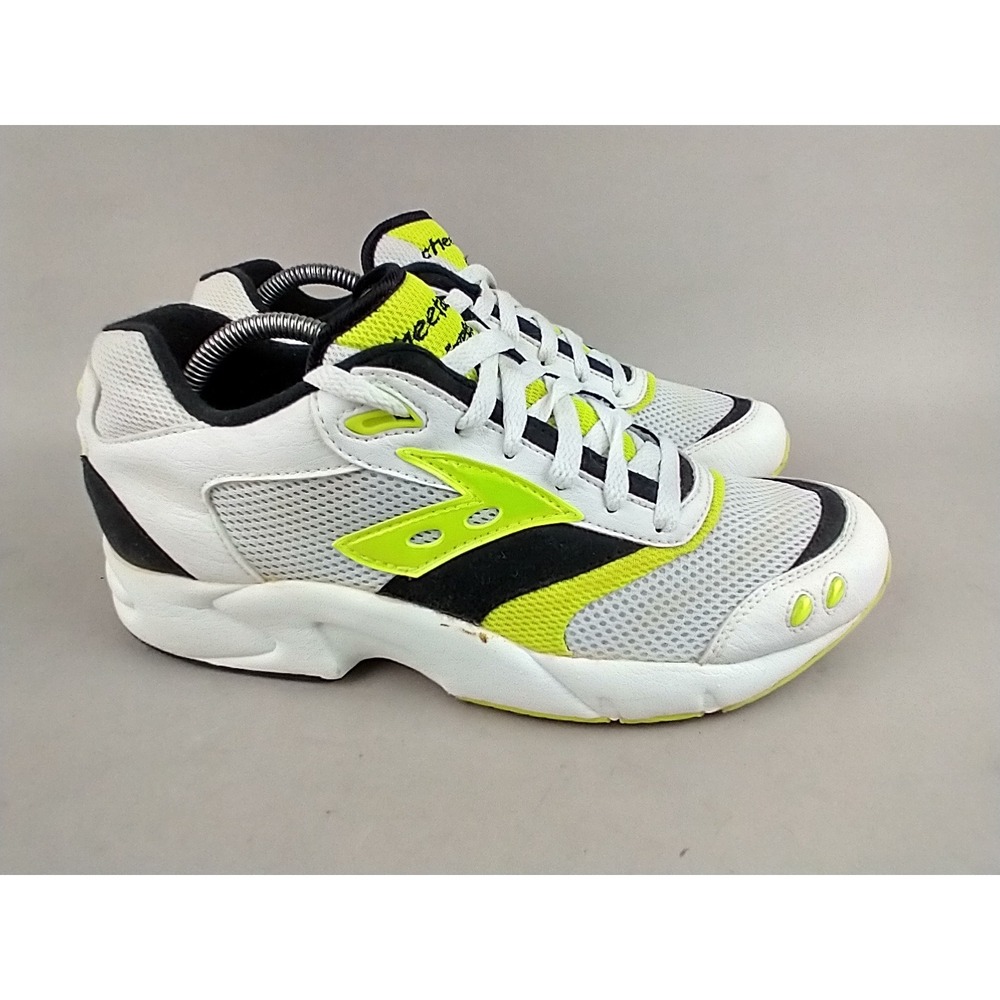 Brooks Vtg Cheetah Hydroflow Running Shoes Mens 10 White Black Neon Yellow 46504